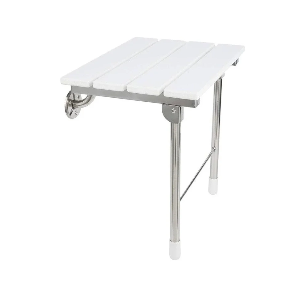 JCWANGDEFU Folding Wall-Mounted Shower Seat White 350 Lb Capacity Adjustable‎
